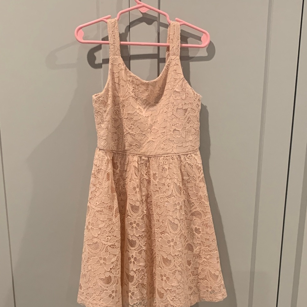 Zhenzi Light Blush Lace Fit-and-Flare Girls Dress